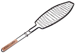 Deluxe Large Non Stick Fish Basket With Wooden Handle