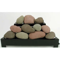 24" Alterna FireStones | Brown-Natural-Adobe | VF | Black Chassis | Variable Flame